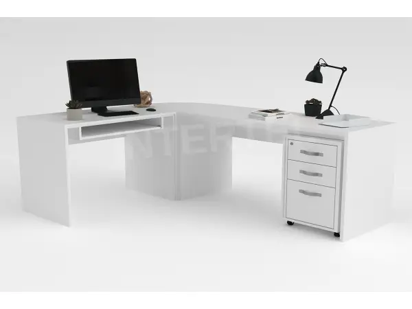 OFFICE BN biurko narożne z kontenerkiem KB2 biały